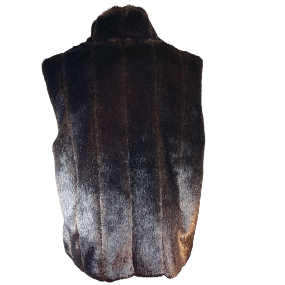 Glacca Faux Fur Reversible Vest Size L Brown and Black Mob Wife Vegan Fu… - Picture 5 of 11